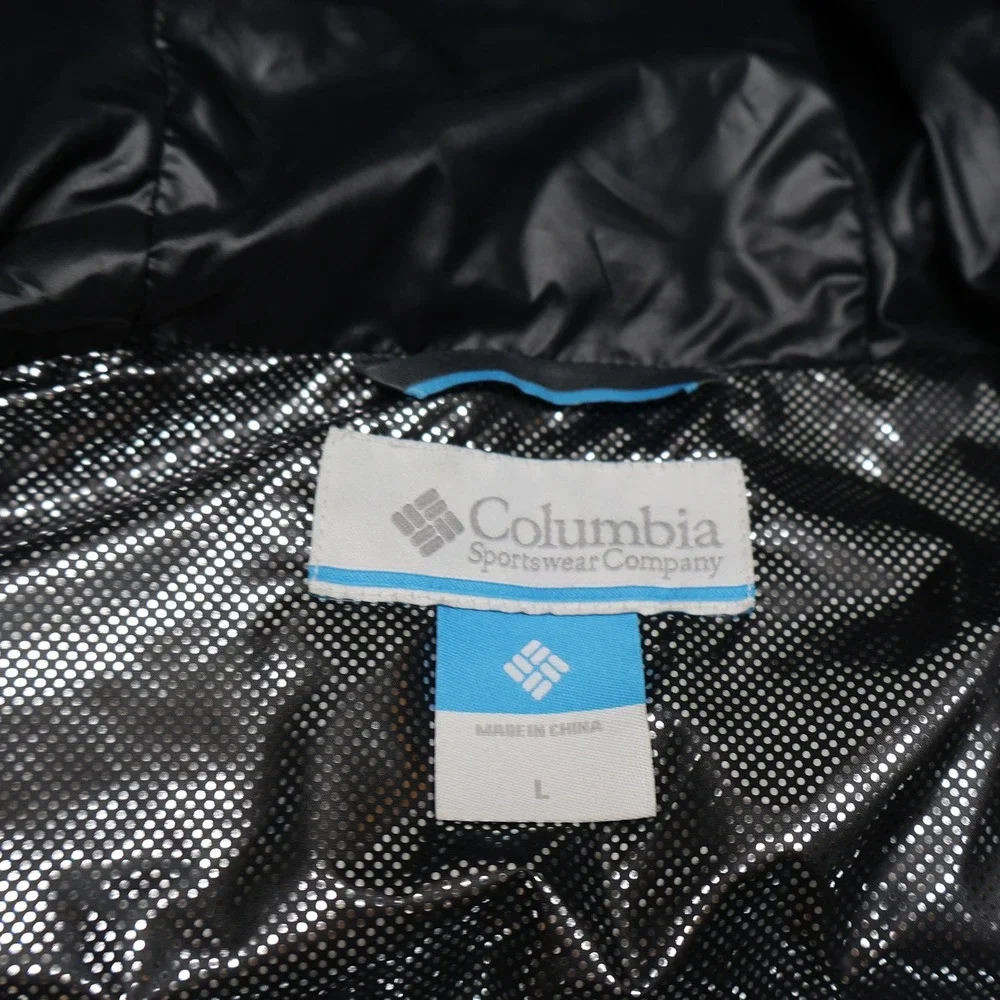 Columbia Down Jacket Women Large Blue Hexbreaker Omni-Heat Insulated Long Puffer